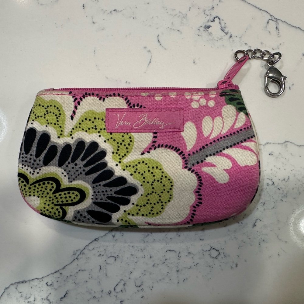 Vera Bradley Zip ID Case in the Priscilla Pink pattern